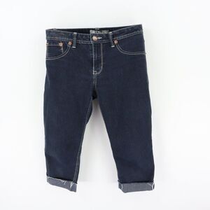 17/21 Exlusive Denim Capri Jeans Cuffed Low Rise Womens Size 6 Dark Blue Stretch